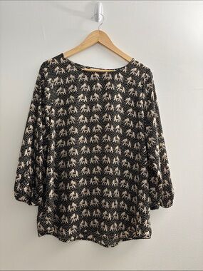 Pixley Black and Cream Elephant Print Blouse
